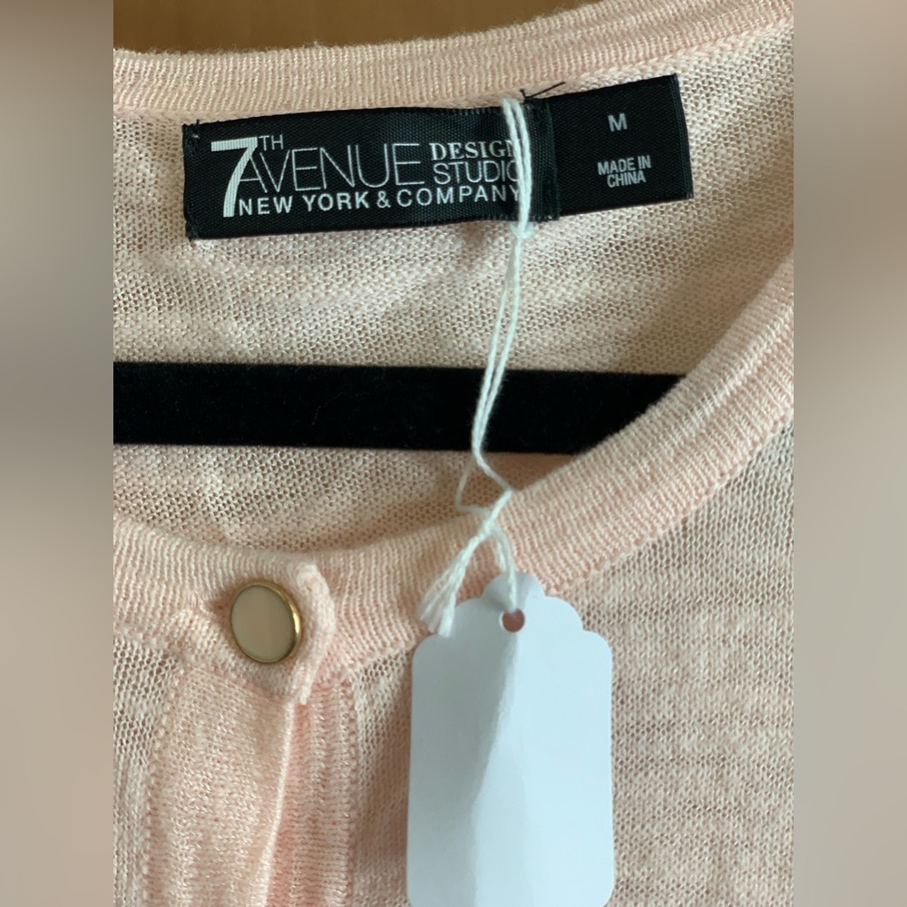 7th Avenue New York & Company Powder Pink Cardigan Sweater.   Size-Medium - Picture 3 of 3